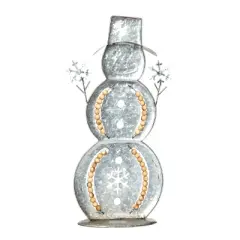 Transpac 23.23 in Silver Beaded Snowman Decor for Christmas - Metal Decorative Object for Holiday Cheer