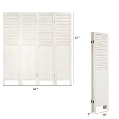 Costway 4 Panel Folding Privacy Room Divider Screen Home Furniture 5.6 Ft Tall White