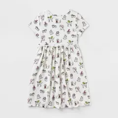 Girls' Adaptive 2pk Short Sleeve Halloween Dress - Cat & Jack&trade; Cream/Lavender