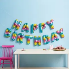 "Happy Birthday" Pastel Rainbow Balloon Banner - Spritz&trade;