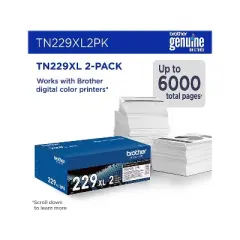 Brother TN229XL Black High Yield Toner Cartridge 2/Pack (TN229XL2PK)