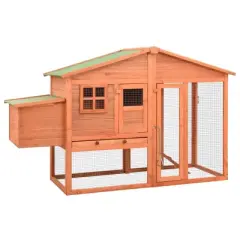'vidaXL Large Wooden Chicken Coop with Nest Box - Solid Fir Wood and Galvanized Steel Poultry Cage with Raised Sleeping Area and Spacious Run
