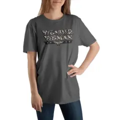 Grey Wonder Woman Superhero Women's Leopard Print Graphic Tee