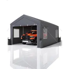 Acekool 20x10x11 Ft Heavy-Duty Portable Garage with Canopy Top, Front & Back Doors, Roll-Up Windows, Reinforced Frame for Cars & Boats