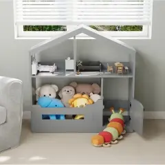 3-Tier Kids Bookshelf, Toy Storage Organizer with Motion Sensor Light, Wooden Book Shelf, Kids Book Rack for Kids Rooms, Classroom, Playing Room