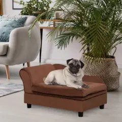 Sapphtopaz Modern Luxury Dog Bed with 3" Foam Soft Cushion Small Pet Bed with Hidden Storage & Arched Armrest Dog Supplies for Small Dogs