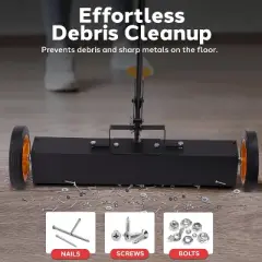 Pyle 24" Rolling Magnetic Sweeper with Adjustable Wheels - PMCSR24