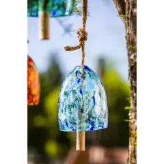 Evergreen Art Glass Speckle Light Blue Bell Chime