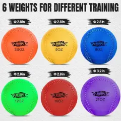 PLAYAPUT Weighted Balls for Baseball and Softball,Set of 6 Weighted Baseball , Multicolor