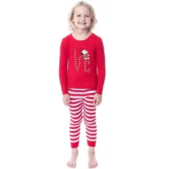 Peanuts Family Christmas Love Snoopy Santa Sleep 2 Piece Pajama Set Child