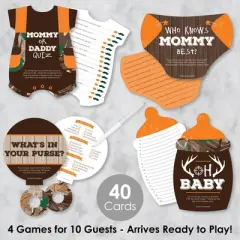 Big Dot of Happiness Gone Hunting - 4 Deer Hunting Camo Baby Shower Games - 10 Cards Each - Gamerific Bundle