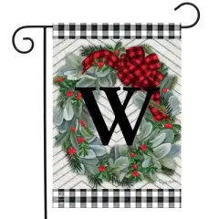 Briarwood Lane Winter Garden Flag 12x18 For Outdoor Winter Wreath Monogram Letter W For Winter Garden Flag Flags For Outside