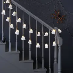 20ct Fabric Happy Ghost Halloween Indoor Outdoor Novelty String Lights with Warm White LEDs - Hyde and EEK! Boutique&trade;