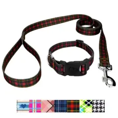 Country Brook Petz Deluxe Collar and Leash - Plaid and Argyle Collection