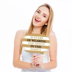 Big Dot of Happiness Funny We Still Do - 50th Wedding Anniversary - Anniversary Party Photo Booth Props Kit - 10 Piece