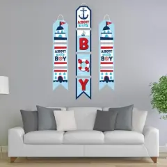 Big Dot of Happiness Ahoy It's a Boy - Hanging Vertical Paper Door Banners - Nautical Baby Shower Wall Decoration Kit - Indoor Door Decor