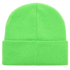 Beetlejuice Plain Neon Green Embroidered Logo Cuff Knit Beanie