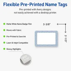Avery Adhesive Name Tags, Polka Dots Design, 2-1/3" x 3-3/8", 80ct
