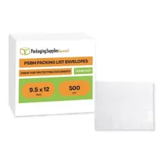 PSBM 500 9.5" x 12" Clear Packing List Envelopes Shipping Document Label Pouches