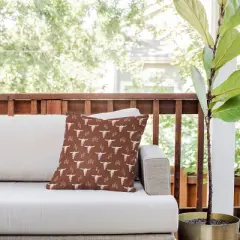 18"x18" Deny Designs Little Arrow Design Co Cow Skull Outdoor Throw Pillow: Abstract Pattern, Polyester, Square Shape