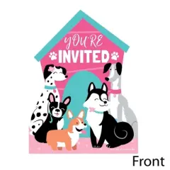 Big Dot of Happiness Pawty Like a Puppy Girl - Shaped Fill-in Invites - Pink Dog Baby Shower or Birthday Party Invite Cards with Envelopes - Set of 12