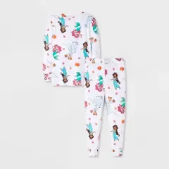 Toddler Girls' 2pc Disney Princess Long Sleeve Halloween Viscose Snug Fit Pajama Set - White