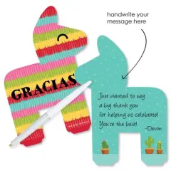Big Dot of Happiness Let's Fiesta - Shaped Thank You Cards - Fiesta Thank You Note Cards with Envelopes - Set of 12