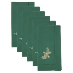 Saro Lifestyle Handmade Pine Needle Embroidery Napkin with Hemstitched Border (Set of 6), 20"x20", Jasper Green