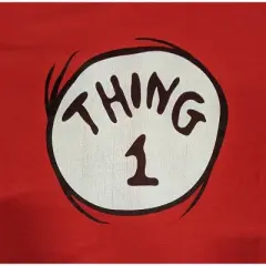 Dr. Seuss Thing 1 and Thing 2 Adult Red Crew Neck Short Sleeve T-shirt