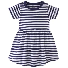 Touched by Nature Baby and Toddler Girl Organic Cotton Short-Sleeve Dresses 2pk, Floral Breeze