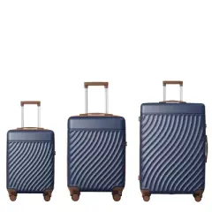 INFURNIC Bag And Luggage Sets Lightweight Rolling Luggage 3 Piece, Suitcase Set with Wheels for Travel And Business, Blue, 21.06"*11.81"*30.31"
