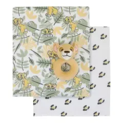 Disney Lion King Simba 100% Cotton Muslin Swaddles with Plush Rattle - 2pk