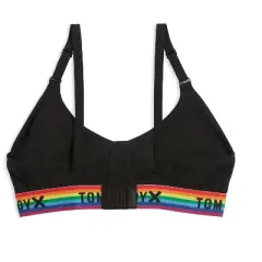 TomboyX Scoop Neck Bralette, Cotton Bra Convertible Straps, Wireless Low Impact