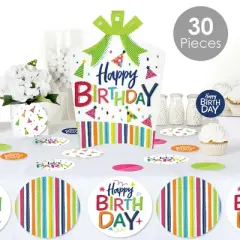 Big Dot of Happiness Cheerful Happy Birthday - Colorful Birthday Party Decor and Confetti - Terrific Table Centerpiece Kit - Set of 30