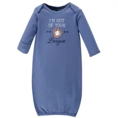 Hudson Baby Infant Boy Cotton Long-Sleeve Gowns 4pk, Baseball, 0-6 Months