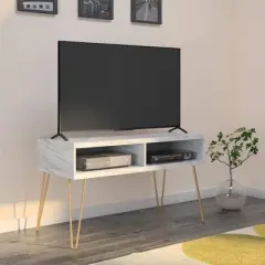 Athena TV Stand for TVs up to 42" Marble White - Novogratz