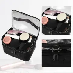 Unique Bargains Double Layer Makeup Bag Cosmetic Travel Bag Case Organizer Bag Clear Bags for Women 1 Pcs