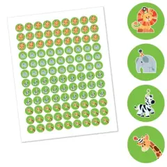 Big Dot of Happiness Jungle Party Animals - Birthday Party or Baby Shower Round Candy Sticker Favors - Labels Fits Chocolate Candy (1 sheet of 108)