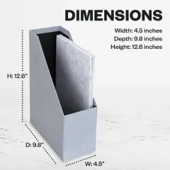 Bigso Estelle Magazine File Holder with Leather Handle &ndash; Desk Organizer for Papers and Catalogs, 12.6" x 4.5" x 9.8"