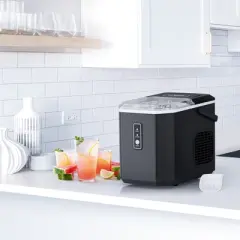 SUGIFT 26lb Compact Ice Maker, Stainless Steel Portable Countertop Ice Machine, 26 lbs Daily Production