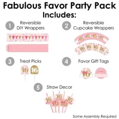 Big Dot of Happiness Sweet 16 - 16th Birthday Party Favors and Cupcake Kit - Fabulous Favor Party Pack - 100 Pieces