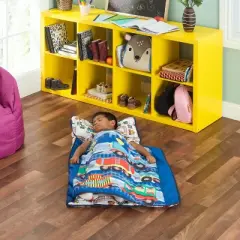 Everyday Kids Toddler Nap Mat &ndash;Choo Choo Train &ndash; Soft Microfiber, Rollup with Handle & Pillow, for Preschool, Daycare, or Travel -Ages 2-6 years