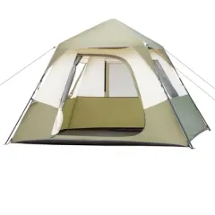 FURNIinspire Camping Tents 6 Person Camping Tent With Rainfly And Carry Bag For Hiking Outdoor, Easy To Assemble Tent, Green, 107.87"*120"*65.98"