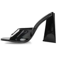 Journee Collection Womens Kammali Tru Comfort Foam Open Square Toe Block Heel Sandals Black 10