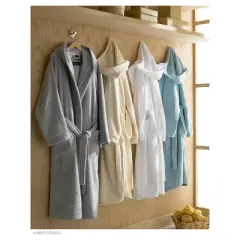 Turkish Terry Hood Bath Robe Ecru - Cassadecor