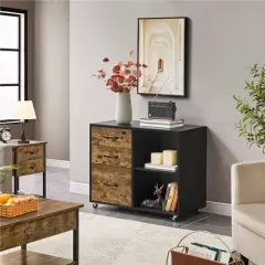 Yaheetech Vintage File Cabinet with 3 Drawers for Home and Office