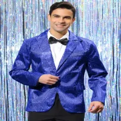 Lars Amadeus Men's Peak Lapel Party Wedding Shiny Sequins Tuxedo Blazers