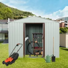 Outdoor Storage Shed 6ft x 5ft Garden Tool House with Window Floor Foundation Shed for Garden Tool Storage Steeple