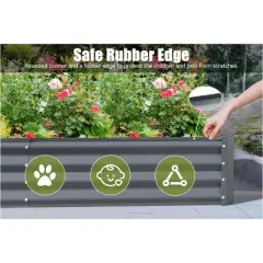 Metal Raised Garden Bed Kit, 8x4x1ft Outdoor Large Planter Raised Beds, Outdoor Garden Beds Raised Garden Boxes For Gardening Vegetables Flowers