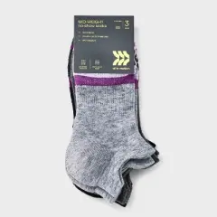 Women's 2pk Midweight Cushioned Wool Blend Double Tab Outdoor No Show Socks - All in Motion&trade; Gray/Black 4-10